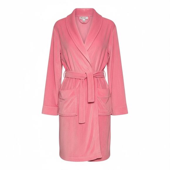 Juicy Couture Pink Velour Robe Girls 10/12 Gold Glitter Logo Lounge Wrap Y2K - Picture 3 of 8